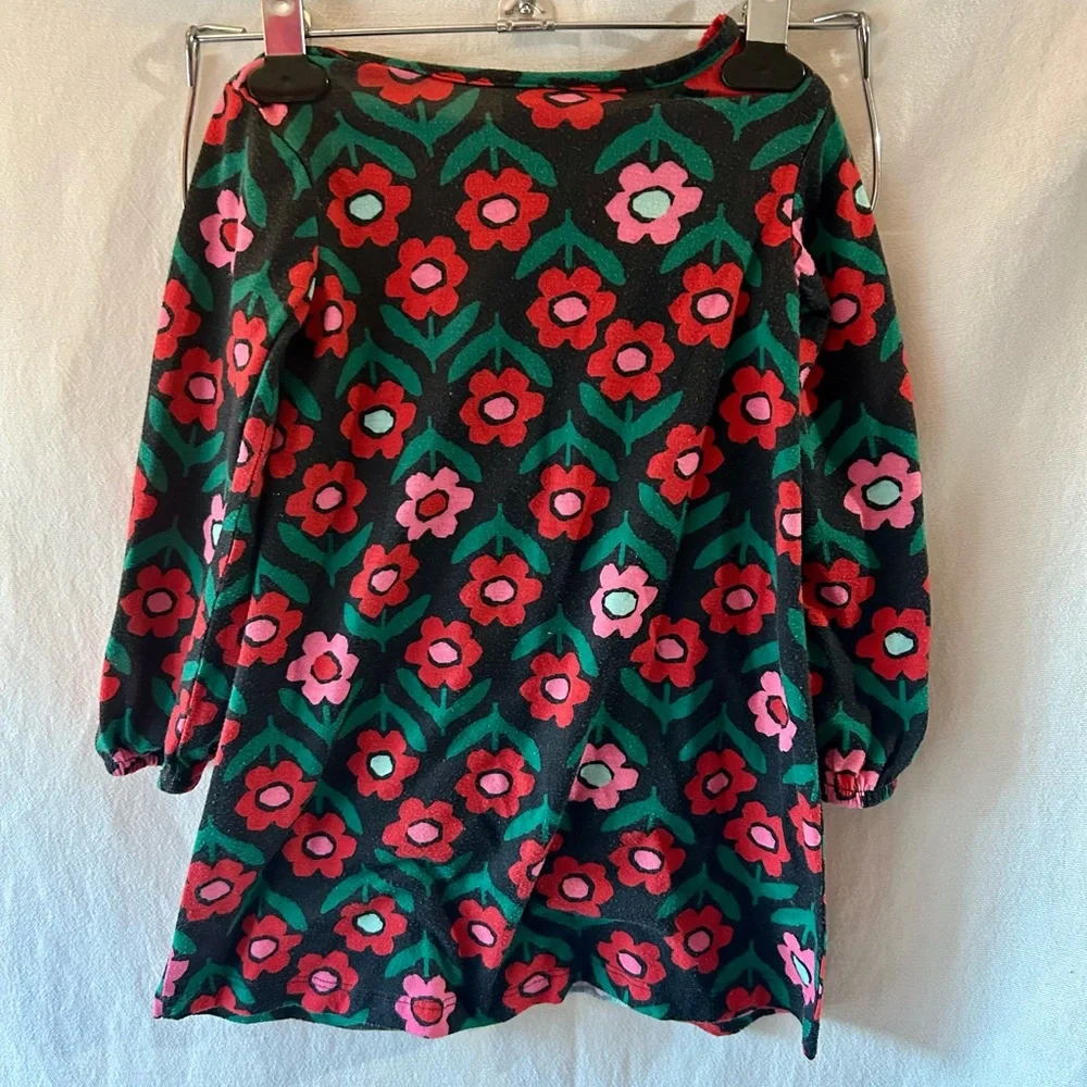 Hanna Andersson Red Pink Floral Holiday Print Nightgown 4T